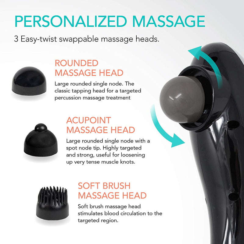 Daiwa Felicity Electric Handheld Massager - Deep Tissue, Back, Neck, Shoulder, Leg, and Calf Muscle Massager - FSA HSA Eligible Massage Machine with Heat for Pain and Stress Relief