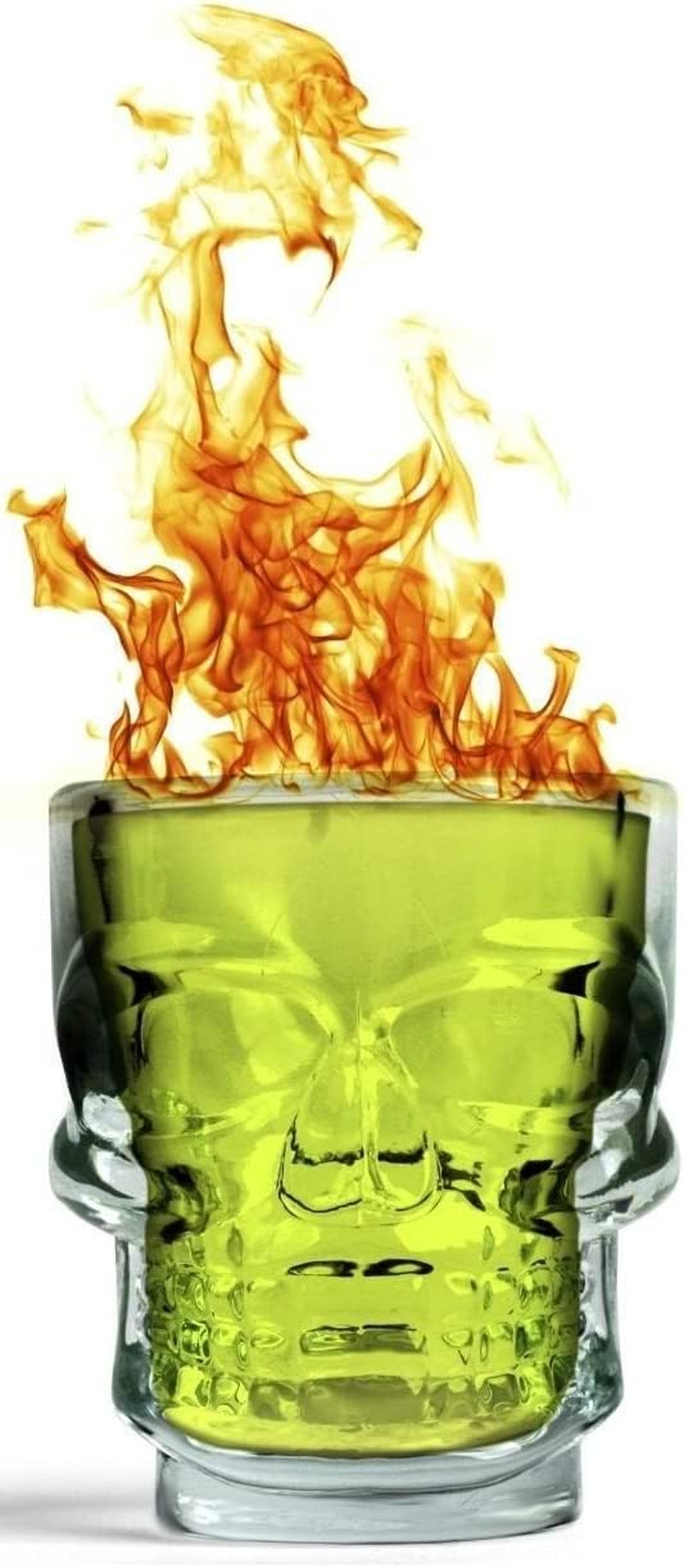 Circleware Skull Face Heavy Base Whiskey Shot Glasses, Set of 6, Party Home and Entertainment Dining Beverage Drinking Glassware for Brandy, Liquor, Bar Decor, Jello Cups, 1.75 oz, Clear