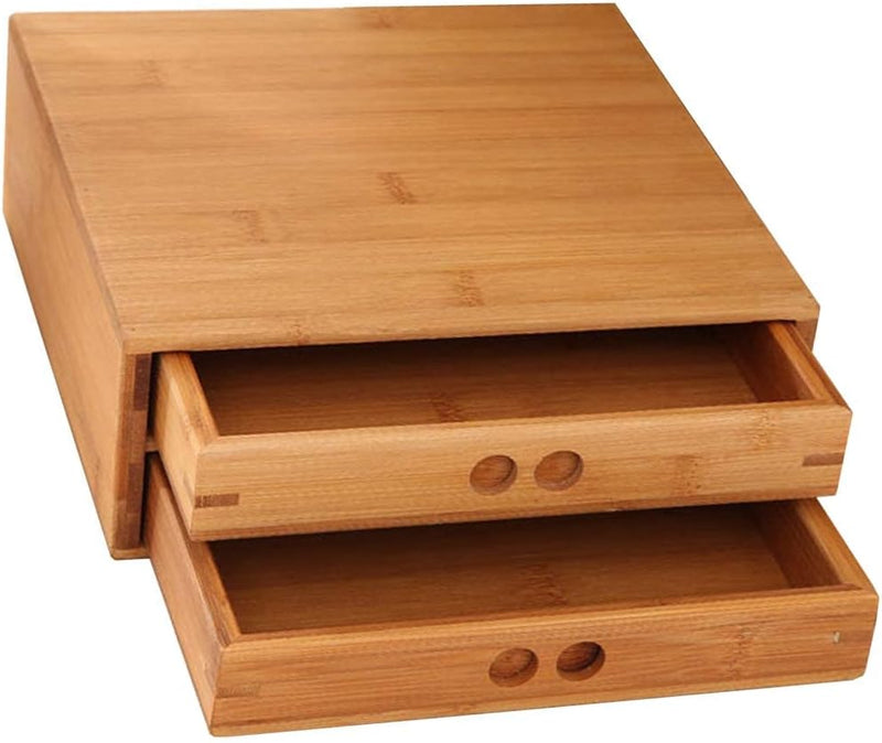 Bamboo Tea Organizer Box With Drawer | Bamboo Tea Bag Storage Chest, For Puerh Cake Tea Holder Tray Accessories (One Drawer)