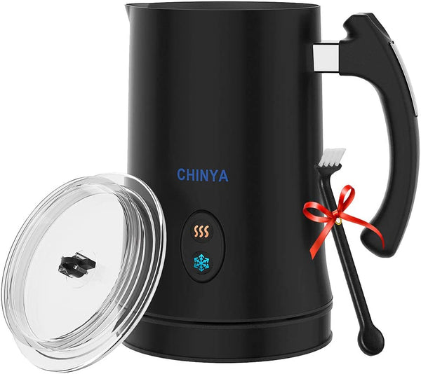 Milk Frother,CHINYA Automatic Milk Frother with Hot and Cold Functionality, Electric Milk Steamer and Warmer for Latte, Cappuccino, Hot Chocolate and Macchiato, Auto Shutoff (Black)