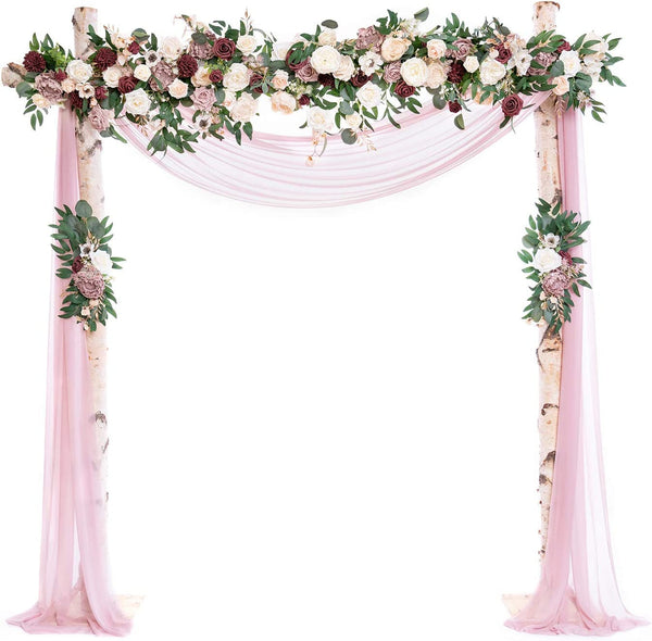 Arch Flowers and Drape Kit for Wedding Arbor Decor - 3Pc Artificial Flowers  1Pc Drape