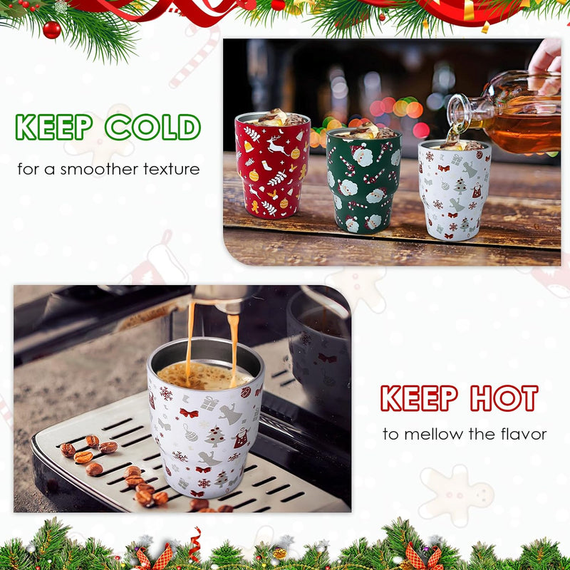 STFALI Cute Shot Glasses Set with Straw 2oz, Mini Shot Tumblers with Lid and Straw, Cute Stuff Funny Gifts, Christmas Decorations Womens Gifts for Christmas, Christmas 3 pack