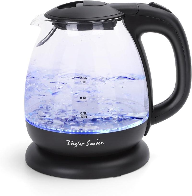 Taylor Swoden Electric Kettle with Tea Infuser, Small Electric Tea Kettle with Keep Warm Function for Home and Office, Black