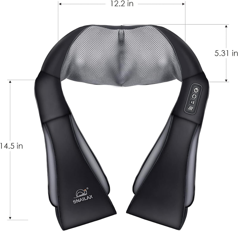 Snailax Cordless Massager - Shiatsu Neck and Shoulder Massager with Heat, Portable, Lumbar, Foot Electric Massage Pillow