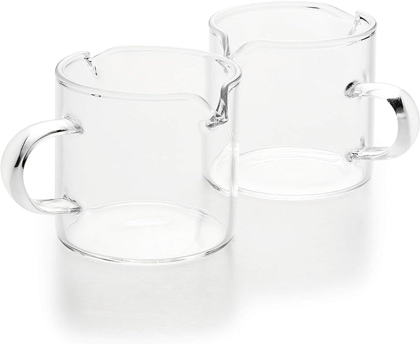 BCnmviku Shot Glasses Espresso Parts Double Spouts Milk Cup Clear Glass (Clear Glass-2Pack)