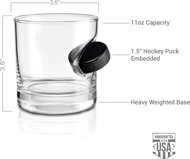 BenShot Hockey Puck Rocks Glass - 11oz | Made in the USA