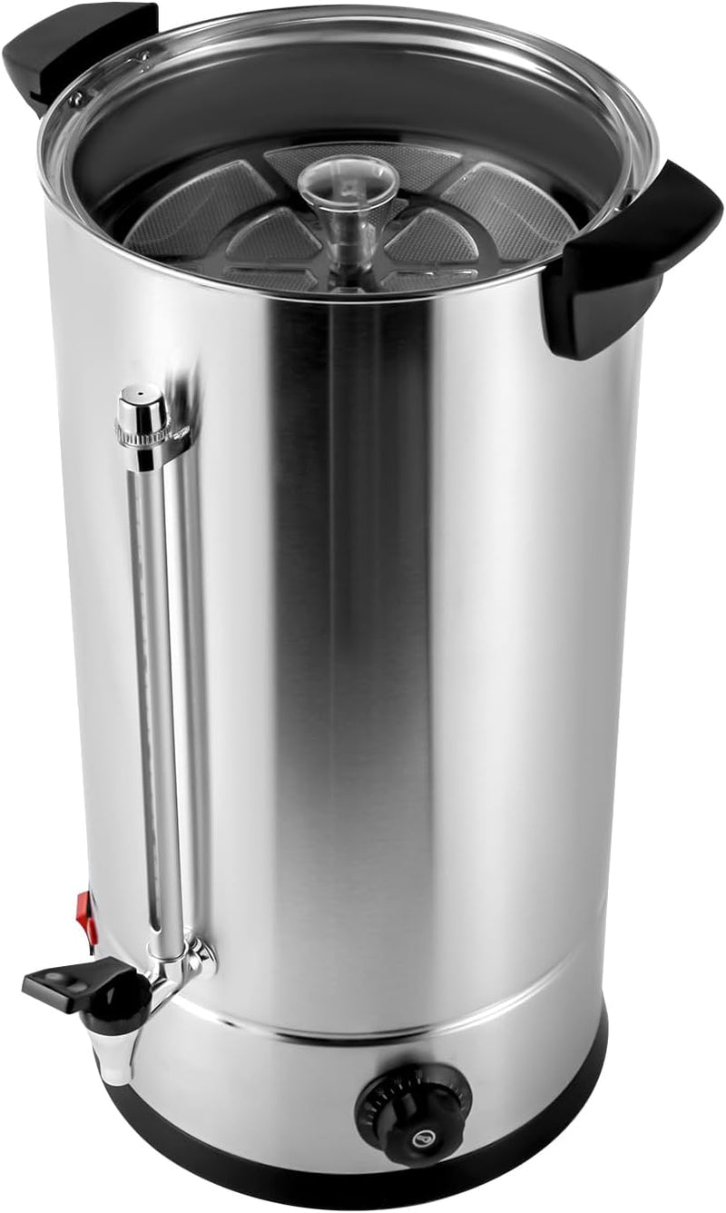 Hot Water Dispenser, 25L/6.6 gal Commercial Stainless Steel Electric Hot Water Boiler With Double-layer Barrel Wall, Portable Thermostable Tea Urn Coffee Boiler With Practical Faucet For Hot Drinks