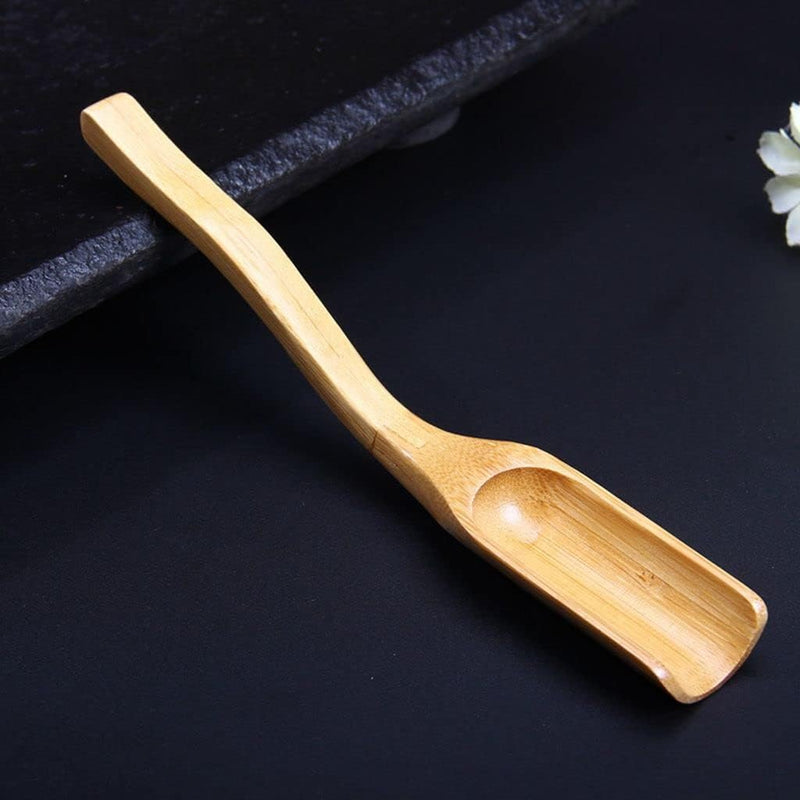 MinLia Wooden Bamboo Retro Style Natural Tea Scoop Delicate Spoon Tea Scoop Natural Tea Shovel Ebony Wood Kitchen Supplies(Rosewood)