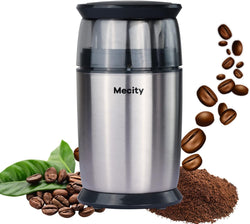 Mecity Electric Coffee Blade Grinder 6 Blades Stainless Steel Removable Bowl Fast Grinding, Gift for her, Coarse Fine Ground Coffee, Espresso Grinder, 200W, Pink