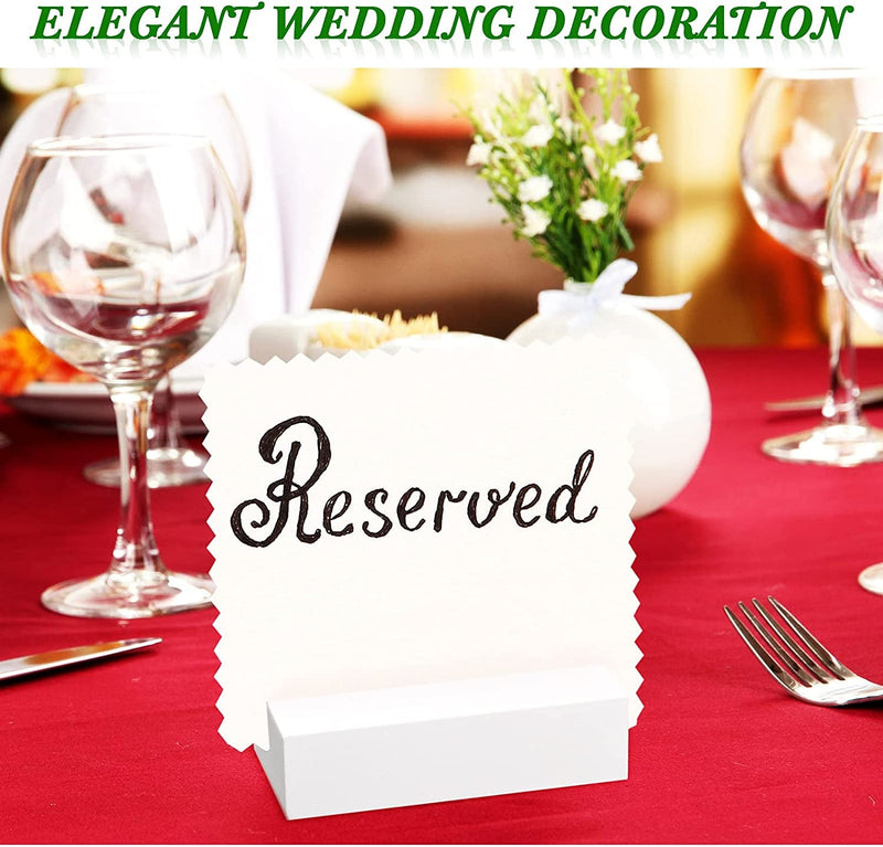 12 Pieces Wood Place Card Holders Wood Sign Holders Table Number Holder Stands Name Card Holder for Wedding Party Events Decoration (White, 3 X 1.6 X 0.8 Inch)