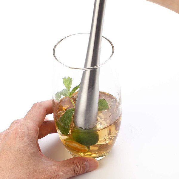 JXS 10" 255MM Stainless Steel Sturdy Cocktail Muddler, Professional Well Made Dishwasher Safe Muddler Bar Tool