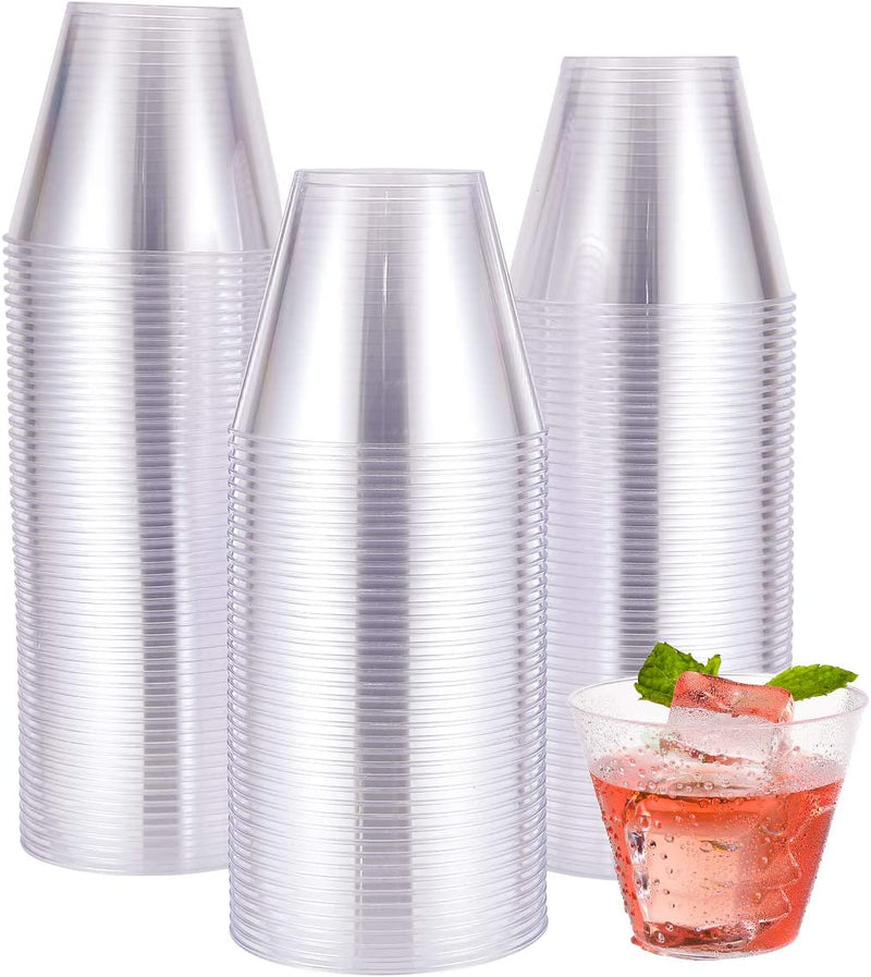 5 oz 100 Pack Small Clear Disposable Cups, Clear Plastic Cups, Disposable Plastic Shot Glasses for Parties, Plastic Cocktail Glasses, Wedding Tumblers, Perfect for Halloween Thanksgiving Christmas