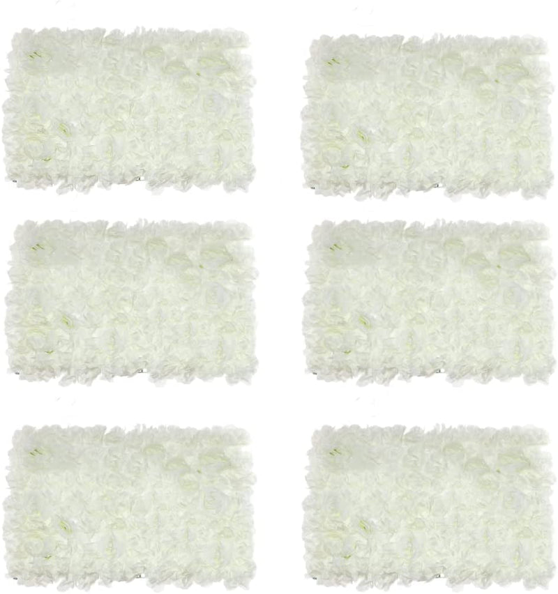 Artificial Flower Wall Panel Set - White Rose Mat for Wedding Party Shower Dcor - 6PC 24 X 16 Set