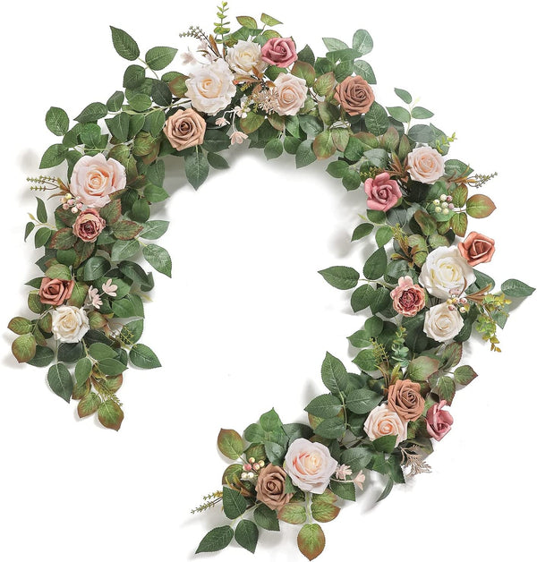 6FT Artificial Rose Flower Runner - Rustic Wedding Decorations