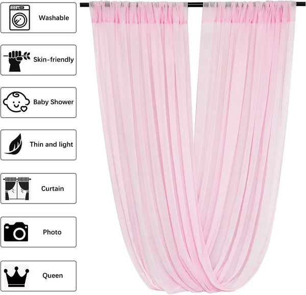 Pink Ceiling Drapes - 6 Panels 5Ftx10Ft Wedding and Party Dcor - Sheer Voile Fabric Draping and Decoration