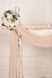 2 Panels Chiffon Fabric Drapery Wedding Arch Drapes, Party Backdrop Curtain Panels, Ceremony Reception Swag Decoration (27 X 216 Inch, Ivory & Nude)