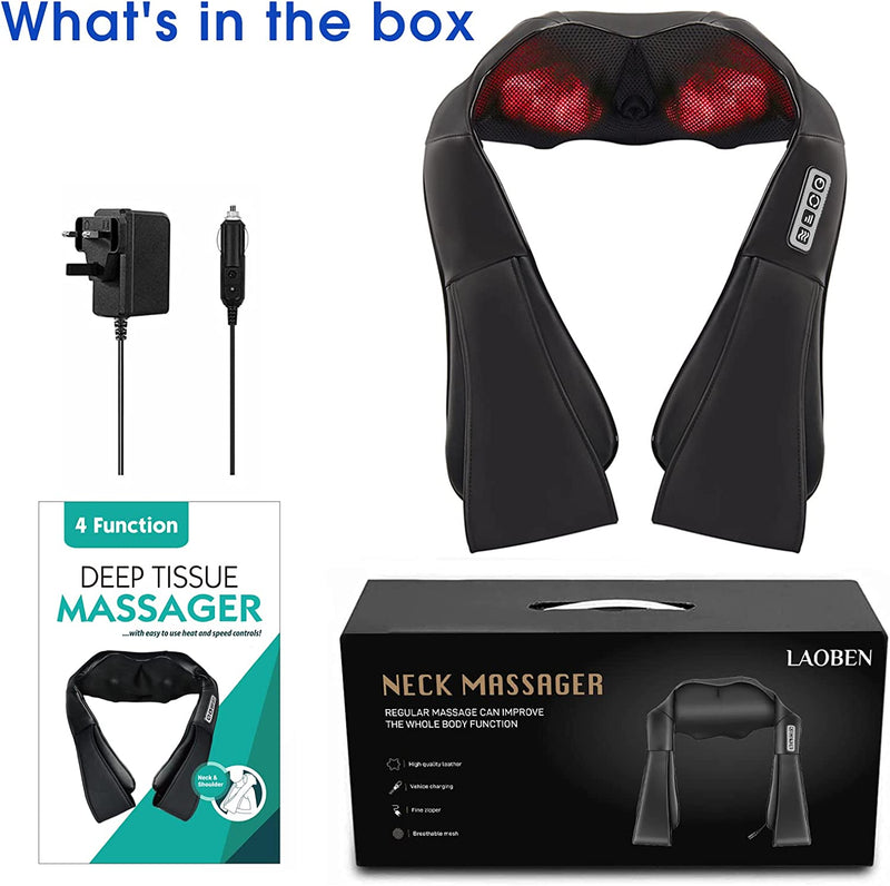 Shiatsu Back Shoulder and Neck Massager, Shiatsu Neck Massager, Back Massager with Soothing Heat, Shoulder Massager for Neck, Back, Shoulders, Feet, Ideal Relaxation Gift at Home, Office, Car