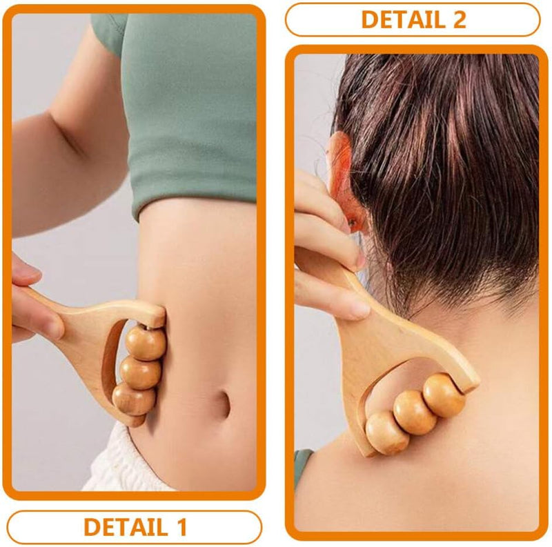 Healvian 3pcs Wooden Massage Roller Tools Manual Wooden Massage Wood Back Massage Roller Wood Massager Handheld Roller for Neck Leg Back Pain Deep Tissue Muscle Massager