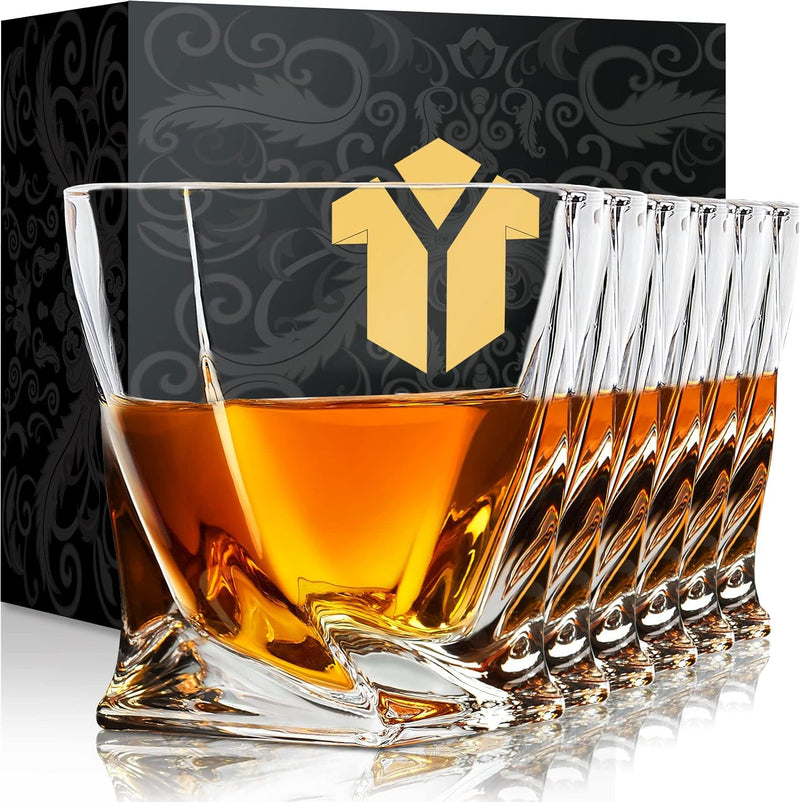 KITNATS Old Fashioned Whiskey Glasses 10 OZ Rocks Glasses Set of 4, Gift Box - Barware For Bourbon, Scotch, Rum glasses for Men Women