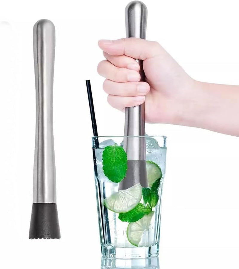 Kitchen Rest Muddler for Cocktails - 8inch Long 1pc Stainless Steel Fruit Crusher - Bar Tools for Home for Making Mojito Mix and Other Fruit Drinks (8 Inch)