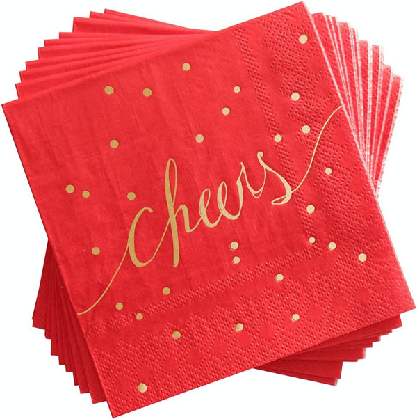 Red And Gold Napkins Cocktail Napkins Paper Red Napkins Disposable Christmas Napkins Paper Napkins Decorative Love Napkins Red Cocktail Napkins 3 Ply Beverage Napkins - Pack Of By 100 Simple-Glee