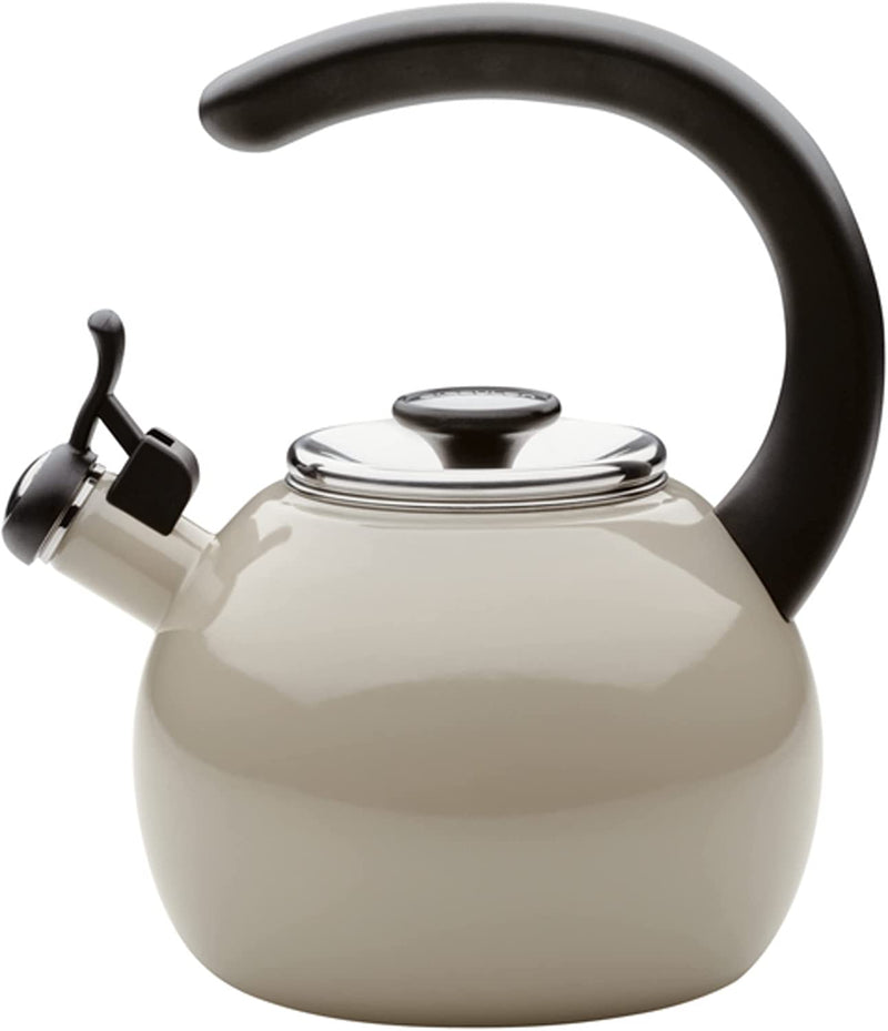 Circulon Enamel on Steel Whistling Teakettle/Teapot With Flip-Up Spout, 2 Quart - Navy