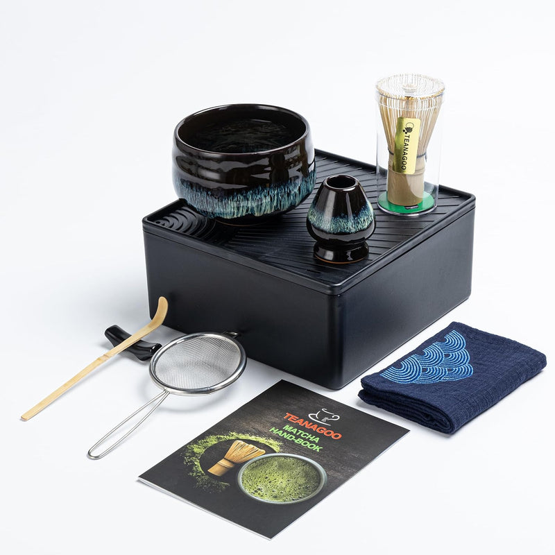 TEANAGOO Japanese Tea Set Matcha Whisk Set Matcha Bowl Bamboo Matcha Whisk (chasen) Scoop (chashaku) Matcha Whisk Holder Tea Making Kit. MSB-5 Matcha Green Tea Powder Kit. Matcha Tea Kit