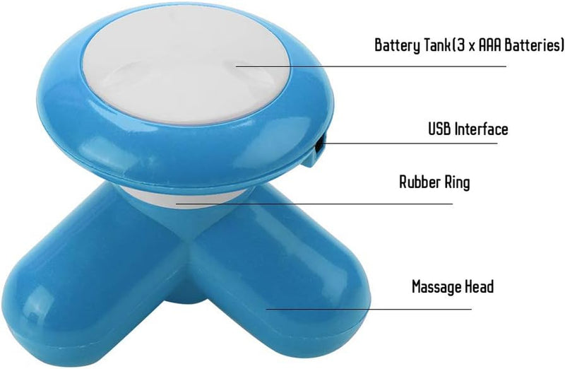 Mini Massager Electric Handheld Vibrating Percussion Massage Body for Neck,Shoulder,Hand,Leg and Foot Rechargeable for Slimming and Relaxing(Blue)