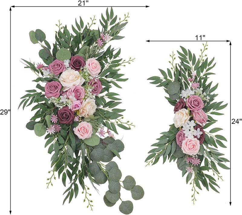 Dusty Rose Wedding Arch Flowers Kit Pack of 2 - Artificial Floral Swag for Wedding Decor and Home Decorations