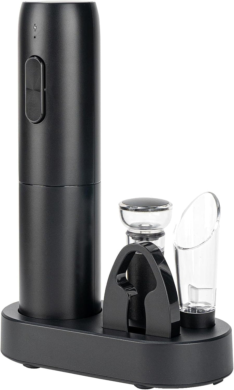 Exptolii Electric Wine Opener, Automatic Bottle Corkscrew with Foil Cutter, Vacuum Stopper and Wine Aerator Pourer