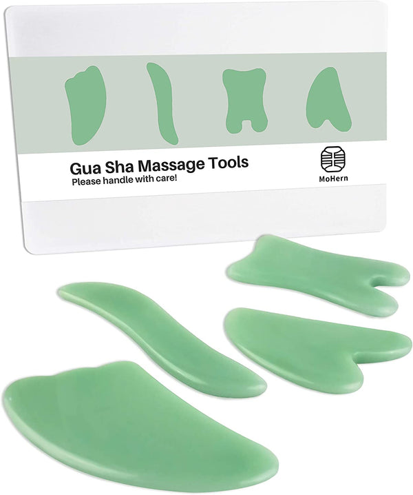 MoHern Gua Sha Massage Tools, 4 Pcs Gua Sha Tools of Multi-Shapes, Guasha Scraping Massage Tools for Face and Body