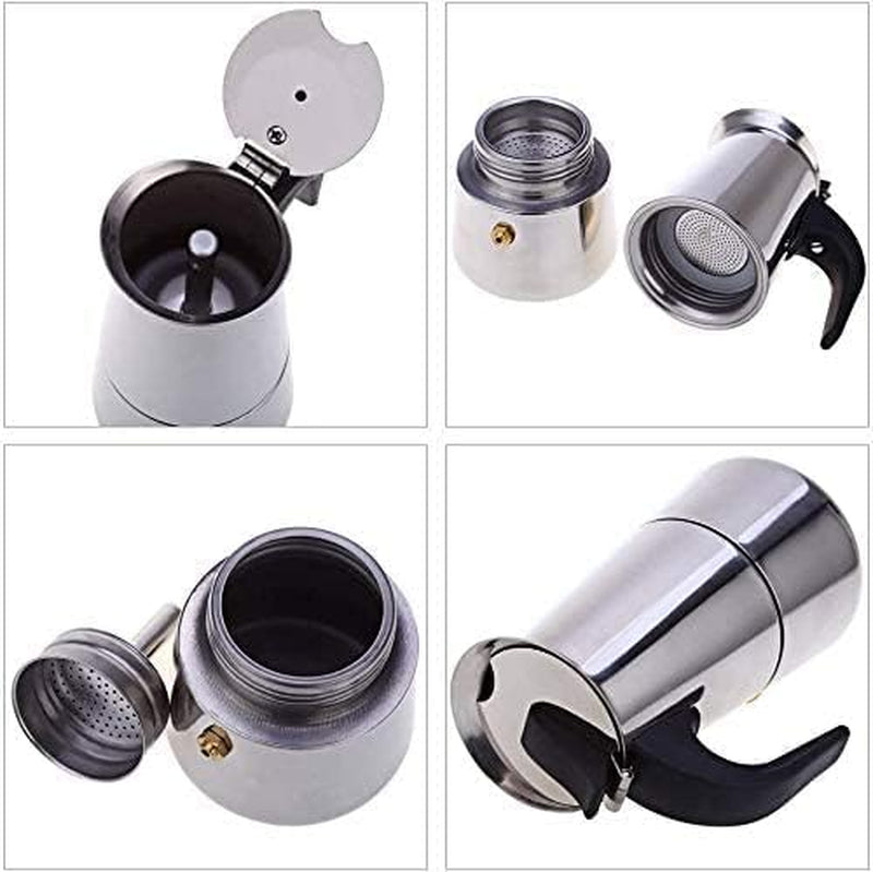 kkhouse Stainless Steel Coffee Pot Mocha Espresso Latte Percolator Stove Coffee Maker Pot Percolator Drink Tool Cafetiere Latte Stovetop (200ml)