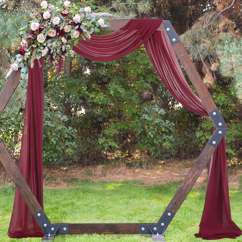 Burgundy Wedding Arch Draping Fabric - 18FT Chiffon Drapes for Backdrop