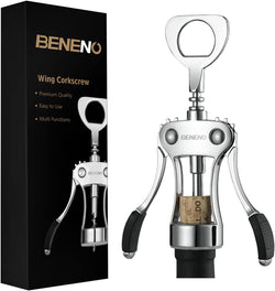 Wine Opener, Zinc Alloy Premium Wing Corkscrew Wine Bottle Opener with Multifunctional Bottles Opener, Upgrade