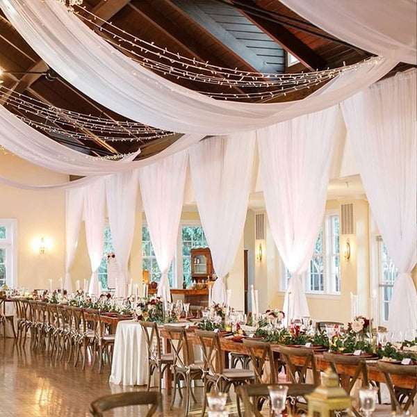White Chiffon Ceiling Drapes for Weddings  Parties