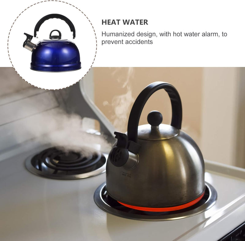 Cabilock Stainless Steel Whistling Tea Kettle Sounding Tea Pot with Anti Hot Handle Water Boiling Kettle Loud Whistle Stovetop Tea Kettle 1. 2L Blue