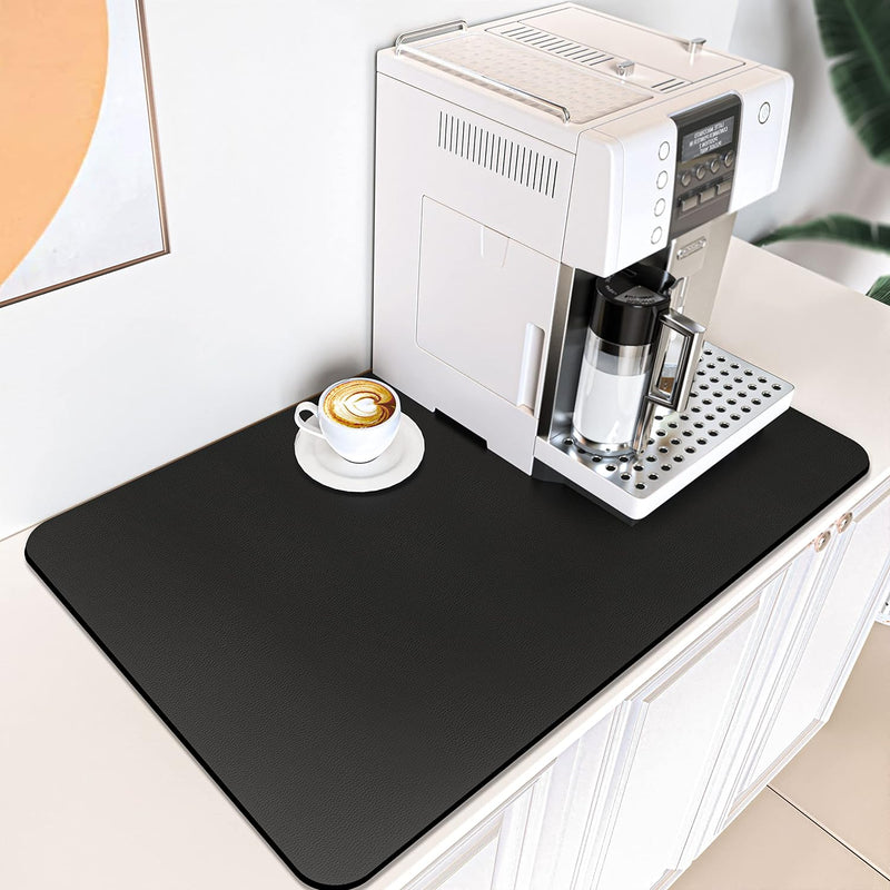 Coffee Maker Mat for Countertops: Coffee Mat Absorbent Coffee Bar Mat for Kitchen Hide Stain Rubber Backed, 12" X 17" Coffee Bar Accessories Fit Under Coffee Machine Coffee Pot Appliance Mats (Grey)
