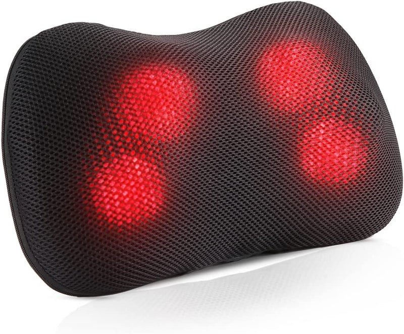 Shiatsu Back Neck and Shoulder Massager with Heat, 3D Kneading Deep Tissue Electric Massage Pillow for Muscle Pain Relief, Spa-Like Soothing for Home Car and Office