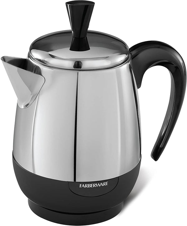 Farberware 2-4-Cup Electric Percolator coffee maker, Stainless Steel, Automatic Warm Function, FCP240