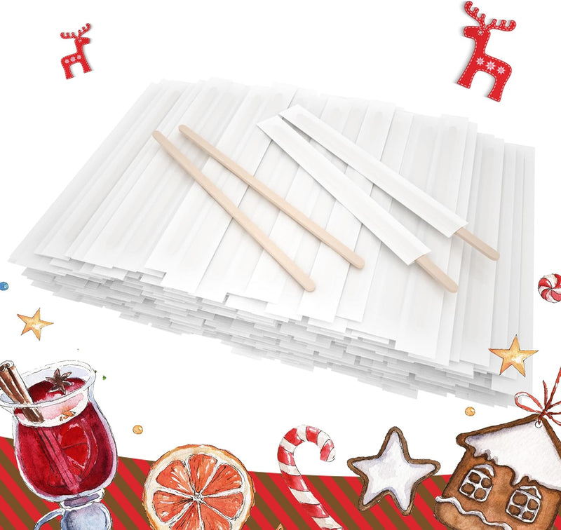 5.5 Inch 1000 Pcs Paper Wrapped Coffee Stirrers, Individually Wrapped Coffee Stirrers, Wrapped Stir Sticks Disposable Wood Coffee Sticks