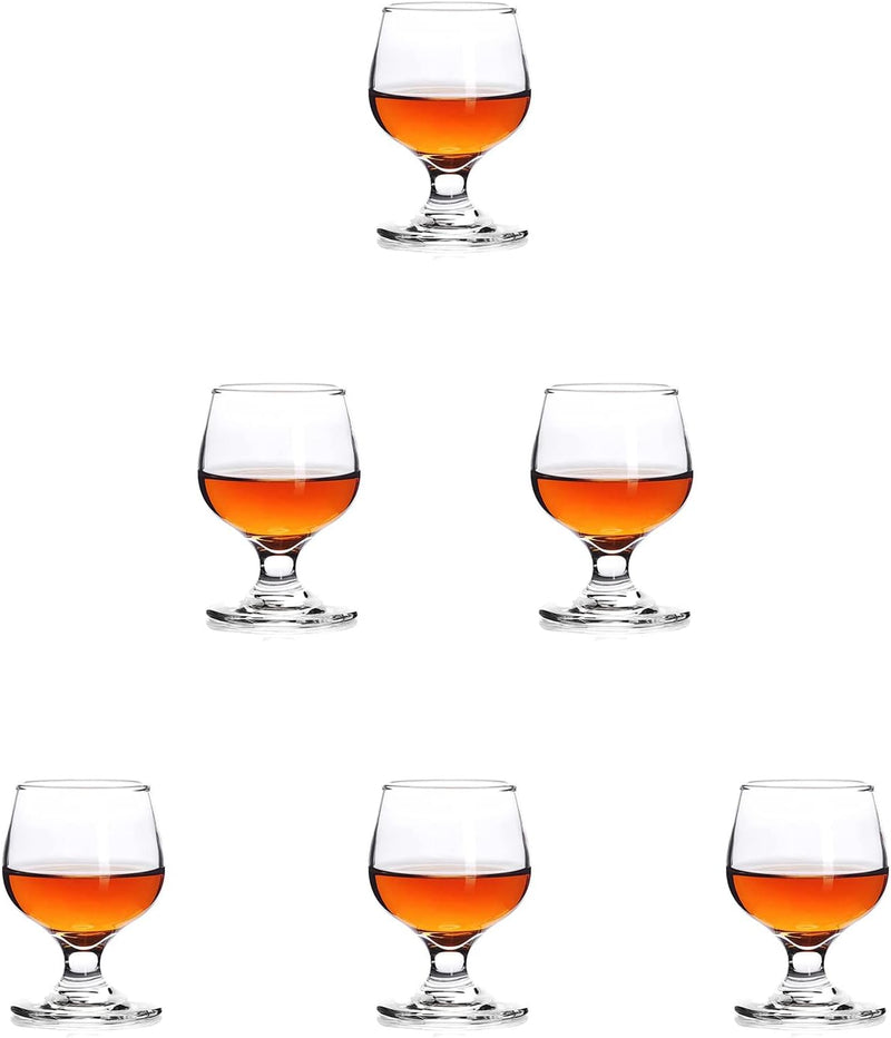 Valeways Shot Glasses, 5oz Shot Glass Set of 6/Clear Shot Glasses/Cute Shot Glasses/Perfect for Tasting Brandy/Glass Snifters