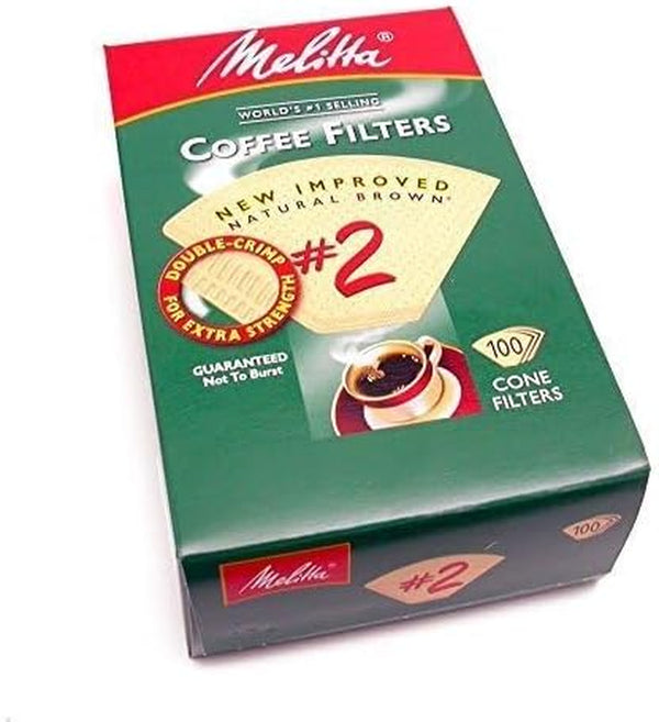 Melitta Cone Coffee Filter #2 100 Count- Natural Brown