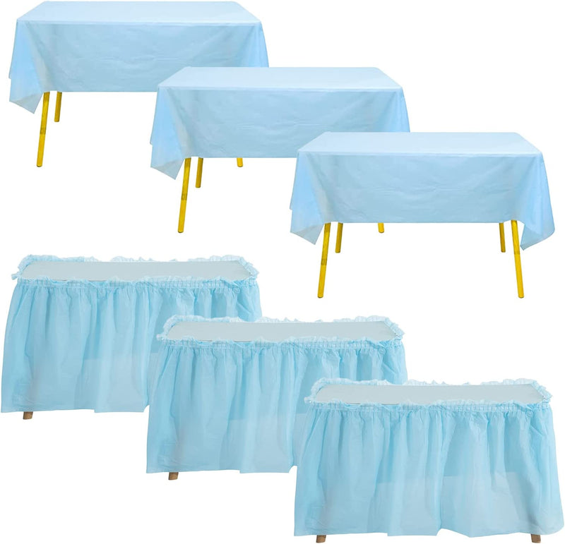 Luau Party Decoration Hawaiian Table Skirt 9 Feet Tropical Luau Grass Table Skirt for Hawaiian Party Decoration, Hawaiian Party Supplies, Hawaiian Tropic Hawaiian Decoration, 2 Pack, Green Plastic Blue 3pcs