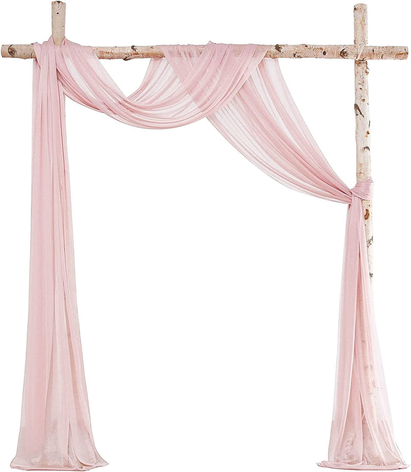 20Ft Dusty Rose Chiffon Wedding Arch Drapes - Set of 2