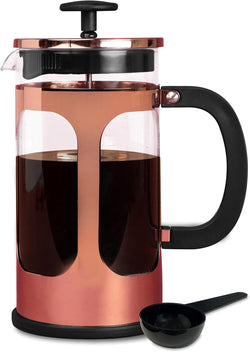 Farberware French Press Coffee Maker, Tea & Espresso Maker, Stainless Steel Cold Brew Press, Heat-Resistant Borosilicate Glass, BPA-Free, Measuring Spoon Included, 8 Cup Capacity (Stainless)