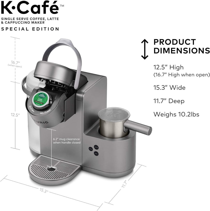 Keurig K-Cafe Special Edition Single Serve K-Cup Pod Coffee, Latte and Cappuccino Maker, Nickel