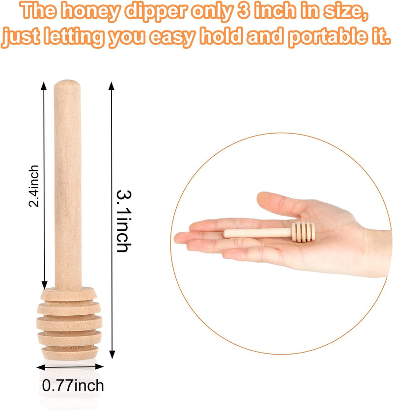 51 PCS Honey Dipper, 3 Inch Mini Wooden Honeycomb Sticks, Small Honey Stirrer Stick, Honey Sticks for Honey Jar Dispense Drizzle Honey and Wedding Party Favors Gift