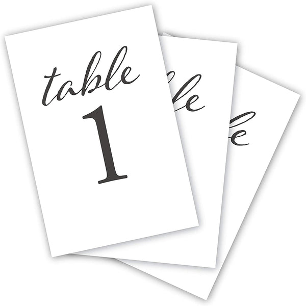 Black Wedding Table Numbers, 1-25, Centerpiece Decorations, Double Sided 4X6, Numbers 1-25 and Head Table Card Included, for Table Number Holders