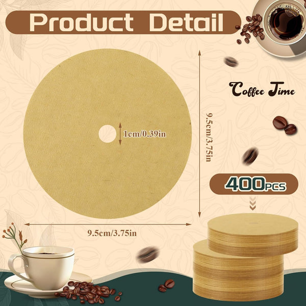 BOARDFEB 400 Count Percolator Coffee Filters,3.75 Inch Percolator Coffee Pot Filters Natural Unbleached Disposable Coffee Paper Filter