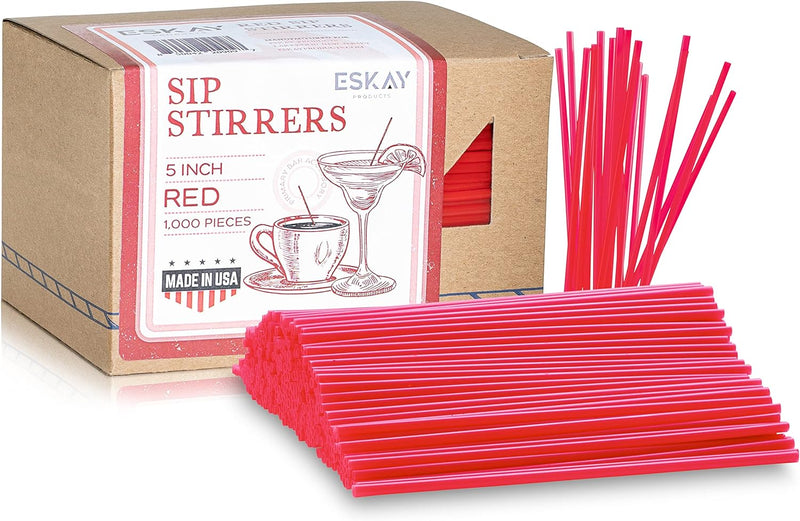 1000 Plastic Coffee Stirrers, 5-Inch Cocktail Straws and Stir Sticks for Coffee Bar and Restaurants, Made in USA (Neon)